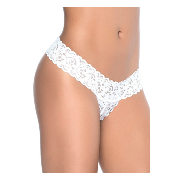String ouvert brésilien blanc en dentelle 